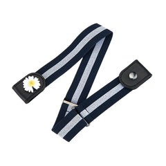 SYGA Jeans Belt Elastic Women's Punch-Free Decoration Flower buckle Style Lazy Belt