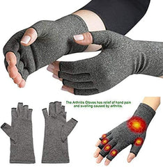 MOMISY Arthritis Gloves Women Men Hand Fingerless Compression Gloves Wrist Support Therapy Gloves Relieve Pain from Rheumatoid RSI Carpal Tunnel for Typing Wirting Dailywork-1 Pair, Grey, Medium