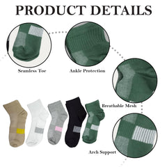 MOMISY Unisex Cotton Blend Ankle Crew Socks, Mid Tube for Men & Women, Pack of 5, Multicolour, Free Size (Crew B)
