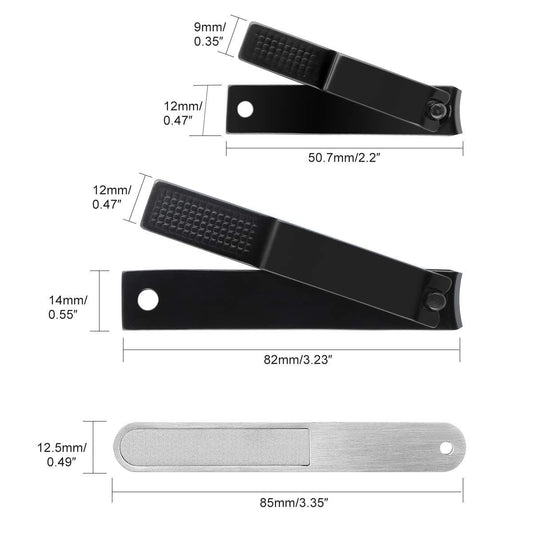 SYGA Nail Clipper Set - Black Stainless Steel Deluxe Fingernail and Toenail Clipper Cutter