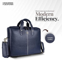 HAMMONDS FLYCATCHER Men Genuine Leather Office Bag - Laptop Bag - Padded Laptop Compartment, Fits 14 Inch Laptop - Adjustable Strap, 1 Year Warranty - Office, Travel, Daily Use - Brushwood, Brown