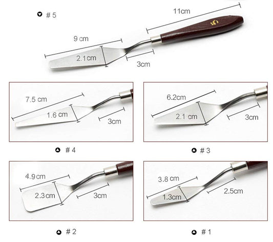 SYGA Stainless Steel Palette Knife Set, Spatulas & Painting Knives for All Oil or Acrylic Painting & Color Mixing, 3-D Printer Removal Tool - 5 Pcs