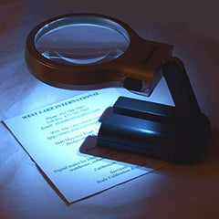 SYGA Hand Held Multifunctional 3-in-1 Magnifier Small Glass with LED Lights Stand_3X Zoom