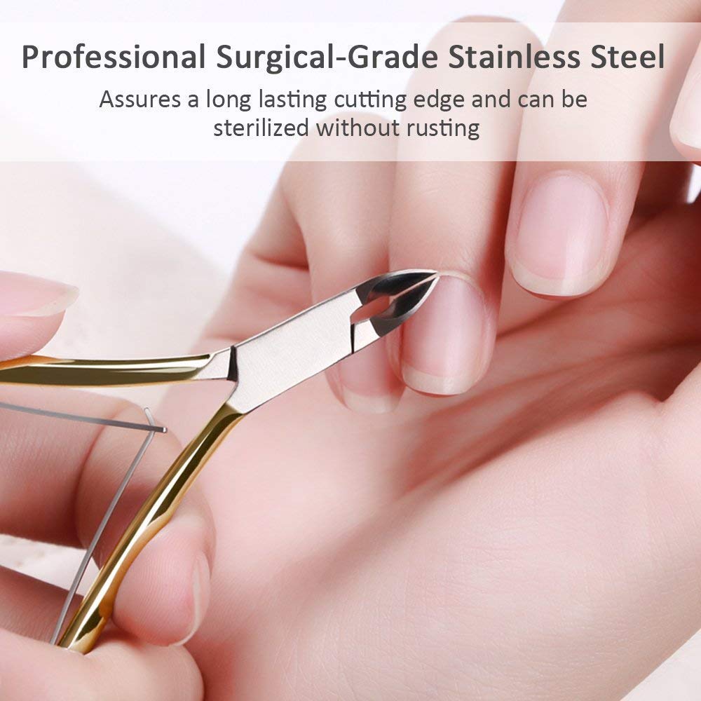 Syga Stainless Steel Nail Cuticle Nipper Pliers Manicure Pedicure Trimmer Tool (Gold)