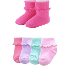 MOMISY Baby Girl Boys Toddlers Infant lace Socks Combed Cotton Stretch-Plain-Multicolour-Set of 4 (4 to 6 year)