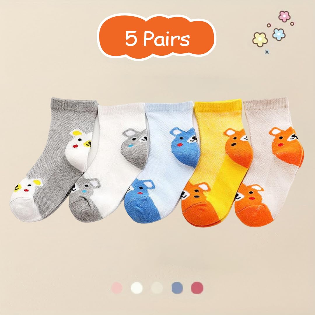 SYGA 5 Pairs Socks Baby Autumn And Winter Cotton Socks, Baby Mid-Calf Socks Suitable for 9M - 24M