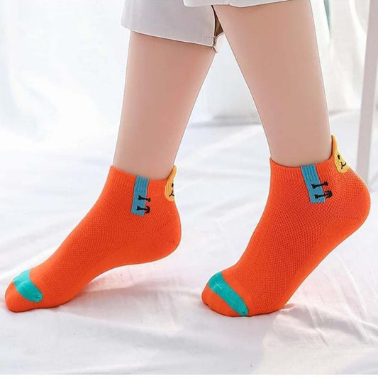 MOMISY 5 Pairs Baby Kids Girl Boys Tube Socks Toddlers Comfortable Ankel Length gifts (IN, Age, 9 Years, 12 Years, HappySmile)