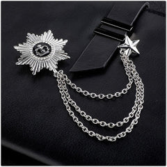 SYGA Men's & Women Suit Shirt Stud Lapel Pin Chain Tassel Brooch Pin with Crystal Chain(Silver)