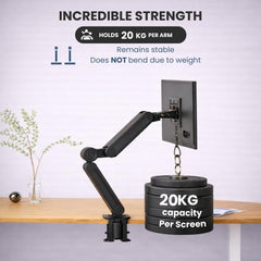 UNIQ MOUNTS™ Heavy Duty Premium 13''-42'' Gas Spring Assisted Single Arm Monitor Arm, Full Motion Desk Mount with 180° Swivel, 360° Rotation,+90°-85° Tilt VESA 75x75/100x100, 15kg Weight Load