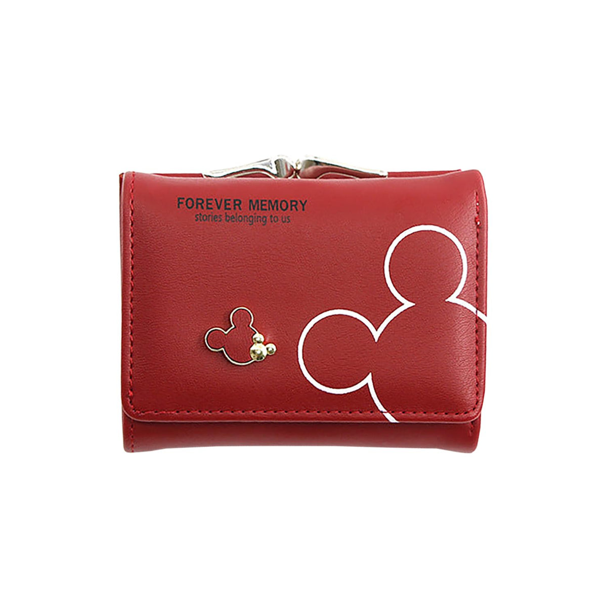 SYGA Women's Cute Mickey Mouse PU Leather Wallet with Iron Clip Stylish Card & Coin Purse(Red)