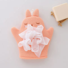SYGA Child's Cute Towel Scrub Cartoon Bath Leather Gloves Foaming Double Sided Baby Clean Bath Tub Body Scrub Shower (Blue)