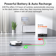 ILIFE A30 Pro Robotic Vacuum Cleaner with Self-Empty Station, 5000Pa Suction, LiDAR Navigation, Vacuum and Mop Combo, Multi-Floor Mapping, Customize Cleaning, Remote Control, App, Alexa & GH