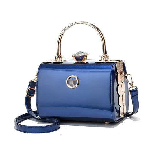 SYGA Elegant Women's Handbag Hard Shell Crossbody with Golden Frame & Gem Top Lock