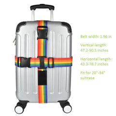 SYGA 1piece Cross Luggage Straps Set, Colorful Adjustable Heavy Duty Long Suitcase Belts