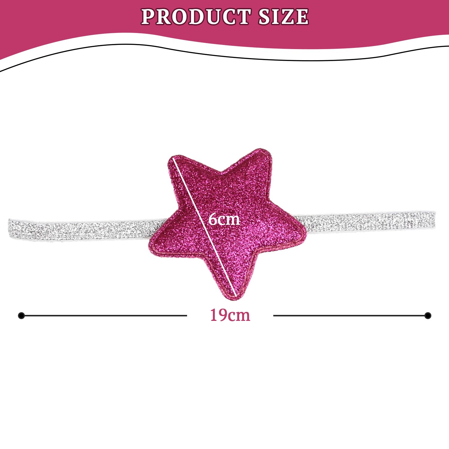 SYGA Baby Girl's Glittery Star Headband Soft & Stretchable Fabric Hairband for Infants, Toddlers Little Princesses (0-3 Years Dark Pink)