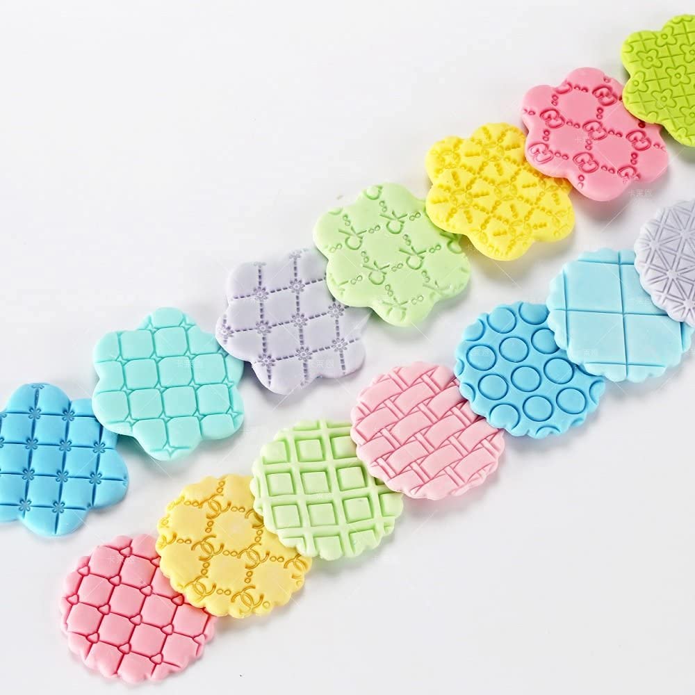 SYGA Cake Fondant Embossing Mold Multifunctional Patterns Embosser Cookie Cutter Molds Plastic Impression Mats Texture Lace Border Baking Mould Bakeware for Cupcake Wedding Cake Decoration Tools-6pcs