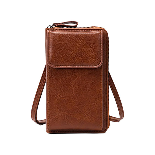 MOMISY Multi-Function Crossbody bags for Women Mobile Cell Phone Holder Card Pocket Bag Stylish PU Leather Sling Bags for Women Girls Purse Wallet Mini Shoulder Bags (Brown)