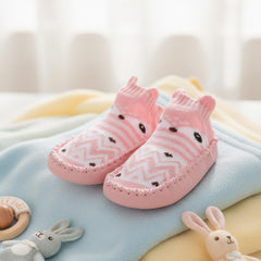MOMISY Anti-Skid leather soled Shoe Socks for Baby Boys and Baby Girls-12 to 18 months, Medium, Pink
