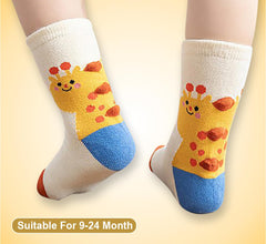 SYGA 5 Pairs Baby Girl & Baby Boy Socks, Toddlers Infant Cotton Stretch Crew Socks with Giraffe Design, Suitable for 9 Months to 2 Years baby