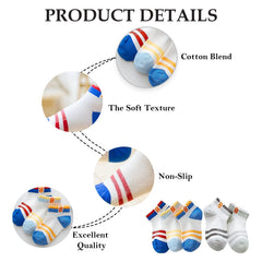 MOMISY 5 Pairs Baby Kids Girl Boys Tube Socks Toddlers Comfortable Ankel Length gifts (2Striped8, 1 to 3 year)