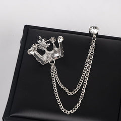 SYGA Men's & Women Suit Shirt Stud Lapel Pin Chain Tassel Brooch Pin with Crystal Chain(Silver Red Diamond)
