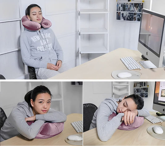 SYGA Neck Pillow Travel Soft Velvet Head Pillows Adjustable Providing 360-Degree Chin Support Head Rest Pillow (Brown, pack of 1)