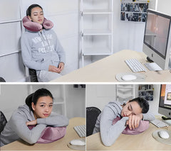 SYGA Neck Pillow Travel Soft Velvet Head Pillows Adjustable Providing 360-Degree Chin Support Head Rest Pillow (Brown, pack of 1)