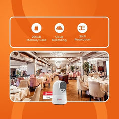 Trueview 3MP Pack of 2 Smart CCTV Wi-fi Home Security Camera with Pan Tilt 360° View, 2 Way Talk, Cloud Monitor, Motion Detect, Supports SD Card Up to 256 GB, Night Vision (3MP Robot - Pack of 2)