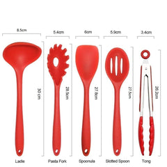 SYGA Silicone Kitchen Utensils Spoon Set, 10 Pieces Silicone Cooking & Baking Tool Sets Non-Toxic Hygienic Safety Heat Resistant_Black