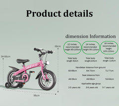 SYGA Children's Bicycle for 3-6 Years Old Baby Children's Light Bicycle (14 INCH, RED)