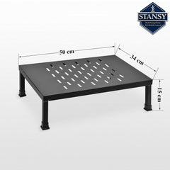 STANSY Microwave Oven Stand, Heavy-Duty Metal Shelf for Countertop, Black, Space-Saving Kitchen Storage Rack