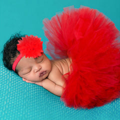 SYGA New Born Baby Girl Photography Tutu Skirt with Flower Headband Baby Girl Shower Suit - Orange