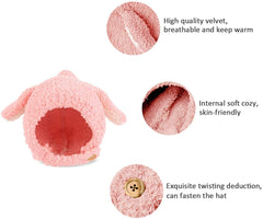 SYGA Wool Unisex-Child Baby Warm Hats Cute Rabbit Ears Style Head Hooded For Winter(1-3 Years, Pink), Free Size