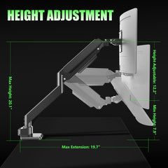 Verilux® Aluminum Alloy Monitor Mount Adjustable Monitor Stand with Flexible Arm Ergonomic Screen Holder Desk Clamp for 32 to 49 Inch Displays Supports Up to 20kg