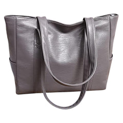 MOMISY PU Leather Satchel Handbag Tote Work | Ladies Purse | Stylish Shoulder Bag | Gift for Women (Grey)