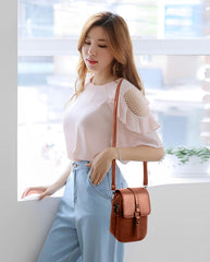 SYGA Women's Lightweight Small Shoulder Bag with Zip Top Fashionable Crossbody Purse (Red)