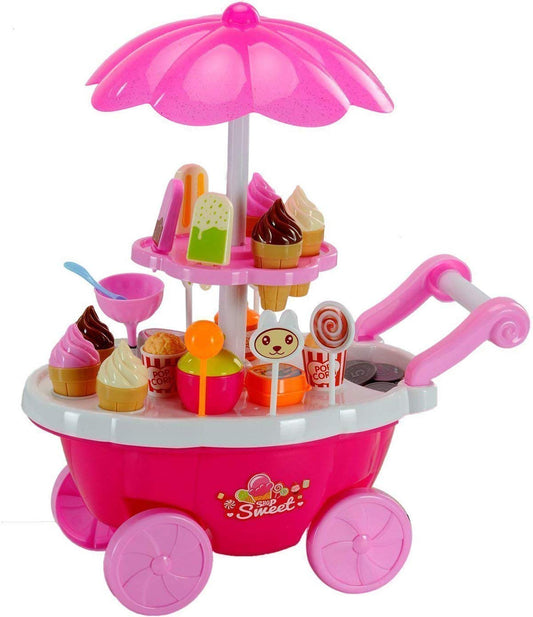 SYGA Ice Cream Play Cart Kitchen Set Toy with Lights and Music, Small