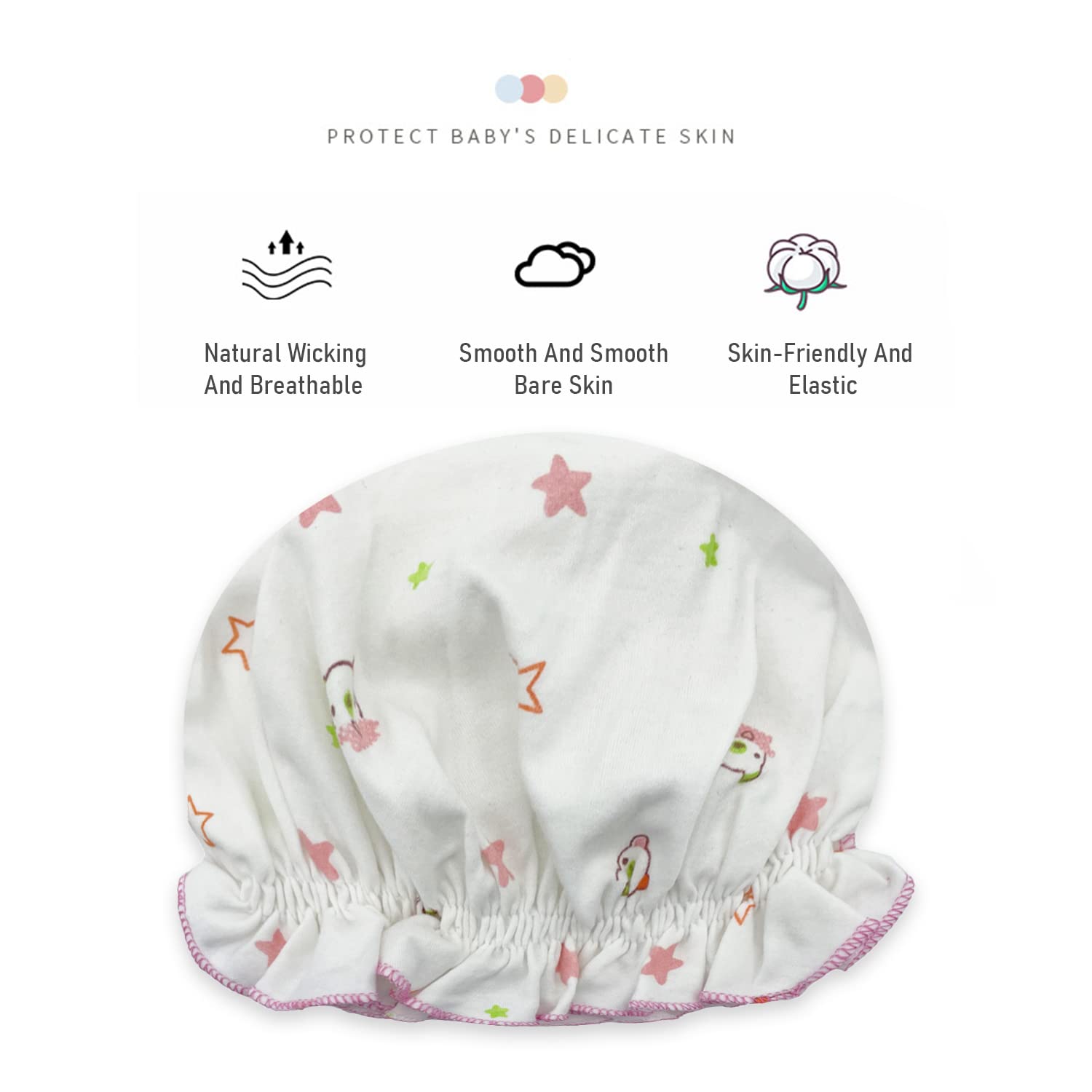 SYGA Newborn Adjustable Cotton Layer Hats Soft Comfort Baby Toddler Print Infant Hat for 0-6 Months 15 X 14 CM (Single Layer Light Blue)