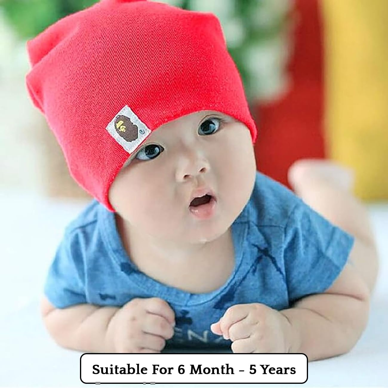 SYGA Unisex Cotton Cap Knitted Baby Cap Piece PlainCap_Black_S 6M - 5YEARS