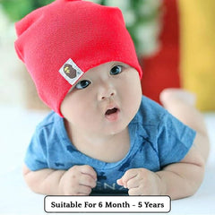 SYGA Unisex Cotton Cap Knitted Baby Cap Piece PlainCap_Black_S 6M - 5YEARS