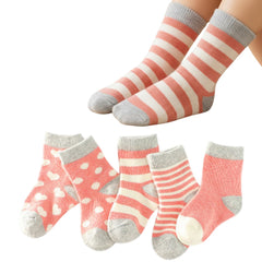 MOMISY 5 Pairs Baby Girl Boys Tube Socks Toddlers Infant Solid Color Boat Spring and Autumn Socks Stretch Baby Sock - Multicolor (IN, Age, 6 Years, 8 Years, RoseRed)
