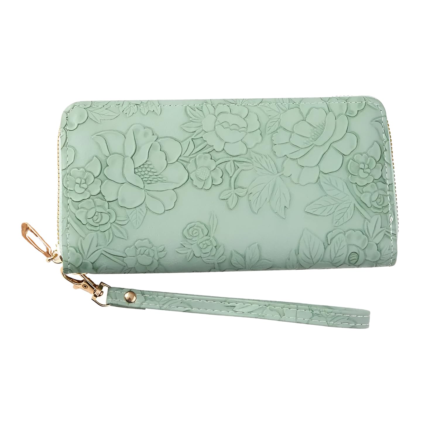 SYGA Women's PVC Material , Zip-Around  Wallet with Flower Pattern, Card and Coin Holder