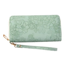 SYGA Women's PVC Material , Zip-Around  Wallet with Flower Pattern, Card and Coin Holder