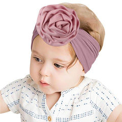 SYGA PACK OF 3 Baby Headbands Soft Nylon Fancy Flower Strechable Hairbands Newborn Infant Toddlers Kids 0-3 Year (Red-White-Yellow)