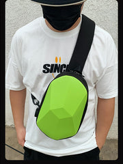 SYGA Chest Bag Men And Women Messenger Bag Hard Shell Shoulder Bag Satchel Riding Bag With USB Headphone Port (BLACK)