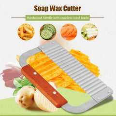 MOMISY Crinkle Cutting Tool French Fry Slicer Stainless Steel Blade Wooden Handle Vegetable Salad Chopping Knife