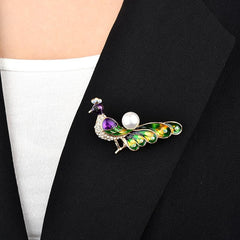 SYGA Brooch Peacock Pin Fashion Crystal Rhinestone Jewellery Pin Vintage Accessories Decoration Clothing Bouquet Brooches for Bridal Women Girl (Peacock)