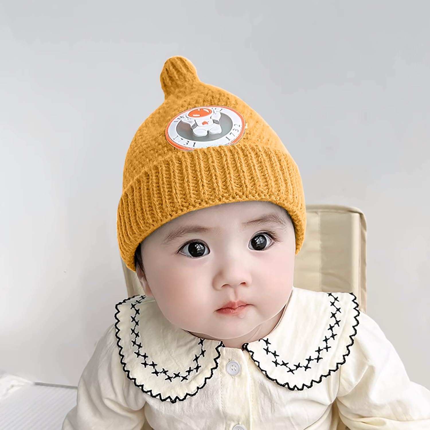 SYGA Baby Winter hat Baby Woolen Knitted Unisex Hat -Yellow (6-18 Month)