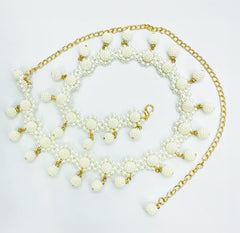 SYGA Pearl Waist Chain Belt Adjustable Decorative Belt Hollowed Tassel Waist Belts Suitable Size for Waist 26-36