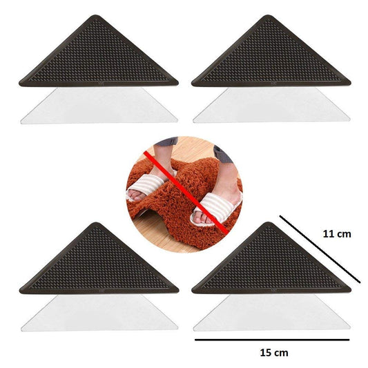 SYGA 4 Pieces Black Rug Gripper -Anti Curling Non Slip Area Reusable Carpet Sticker